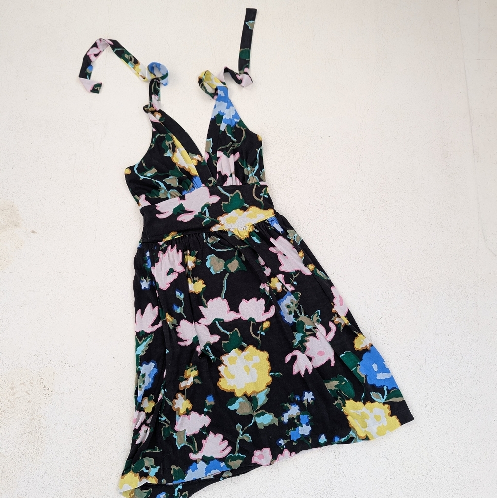 Missoni | Silk Floral Print Halter Sleeveless Dress Size 4 Multicolored Black